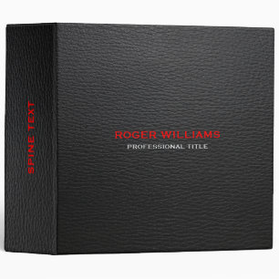 Classeur Cuir Faux Noir Aspect Texte Rouge et Blanc
