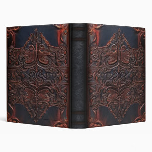 Classeur Cuir gothique foncé vintage orné