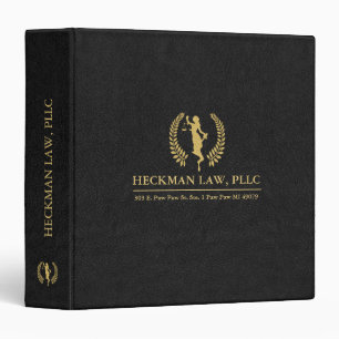 Classeur Cuir noir minimaliste Imprimer Or Lady Justice