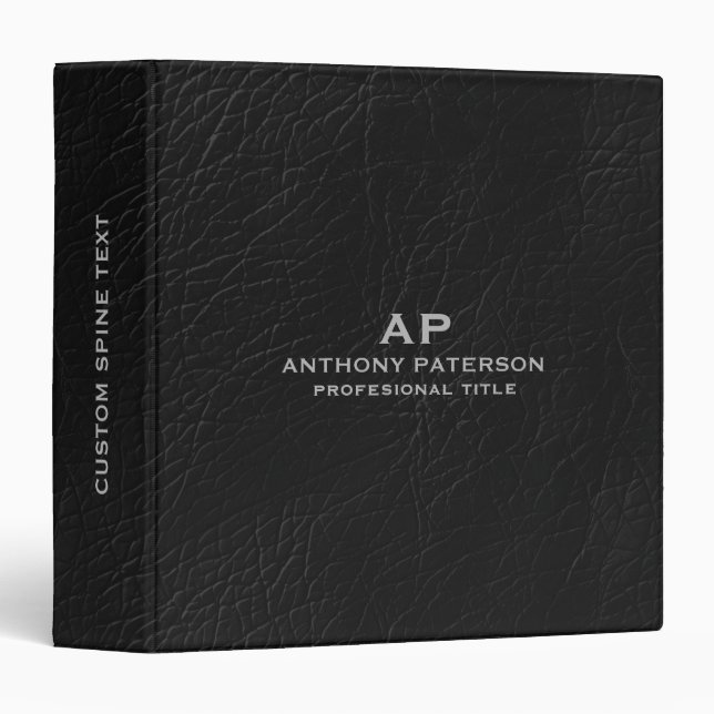 Classeur Cuir noir simple (Devant/Côté)