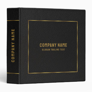 Classeur Cuir noir vintage avec un cadre doré simple