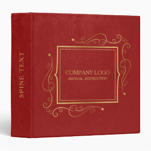 Classeur Cuir Rouge Faux Avec Accent De Cadre Or