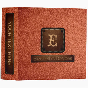 Classeur Cuir Sienne Brûlée Élégant Monogramme