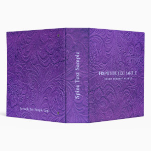 Classeur Cuir Suede Violet Look 2 Fleurs Embossées