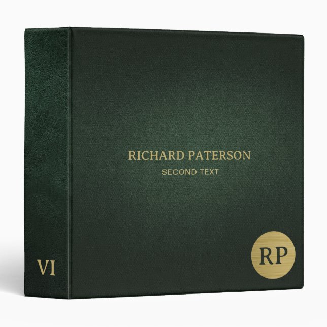 Classeur Cuir vert Faux (Devant/Côté)