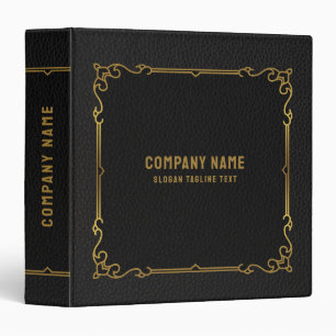 Classeur Cuir vintage noir avec cadre vintage or