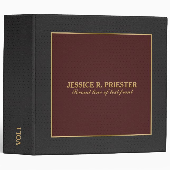 Classeur Cuir Vintage noir et foncé (Devant/Côté)