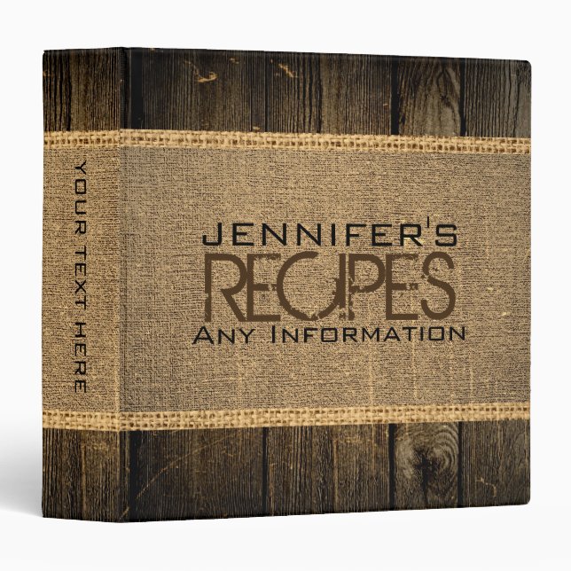 Classeur Cuisine de cuisine Rustique Burlap Bois Vintage (Devant/Côté)