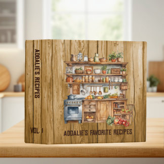 Classeur Cuisine de Ferme Rustique Livre de Recettes en Boi