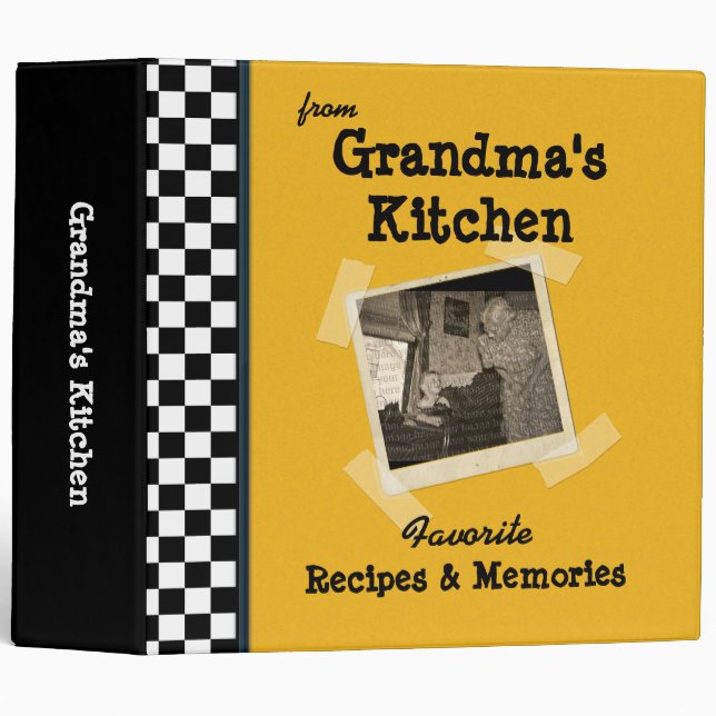 Classeur Cuisine de grand-mère jaune 2" Recette photo perso (Devant/Côté)