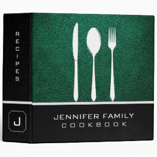 Classeur Cuisine en cuir verte de famille
