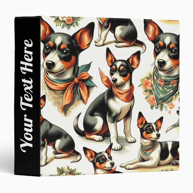 Classeur Cuisine Vintage Rat Terrier sans couture (Devant/Côté)