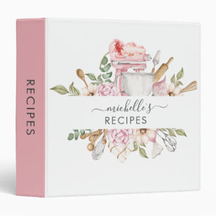 Classeur Cuisson à Cuisine personnalisée Rose Floral 3 Cerc