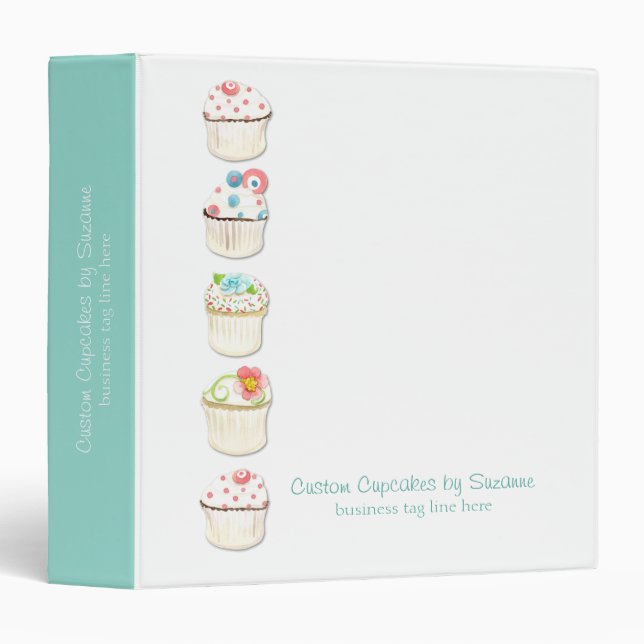 Classeur Cupcake Dessert Boulangerie Identité d'entreprise (Devant/Côté)