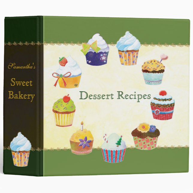 Classeur Cupcake Sweet Bakery Dessert Holiday Recette Class (Devant/Côté)