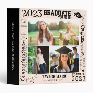 Classeur Custom 4 Collage photo Graduation 2023 rose