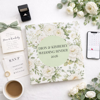 Classeur Custom Botanical Wedding Binder Green Cream