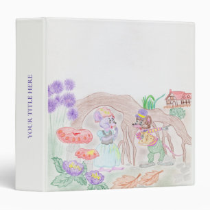Classeur Custom Kids Artwork, deux mignonnes souris, fleurs