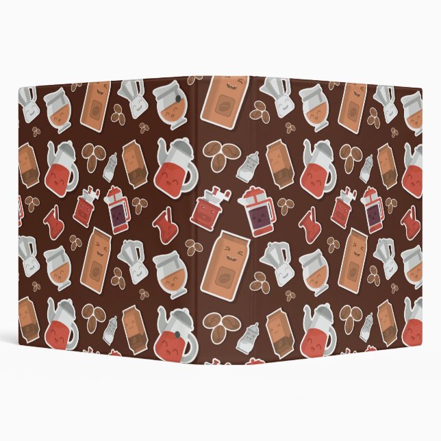 Classeur Cute Amateurs de café Caféine Theme Kawaii Motif (Arrière-plan)