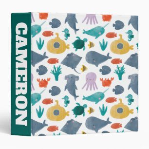 Classeur Cute Aquarelle Océan Animaux Motif
