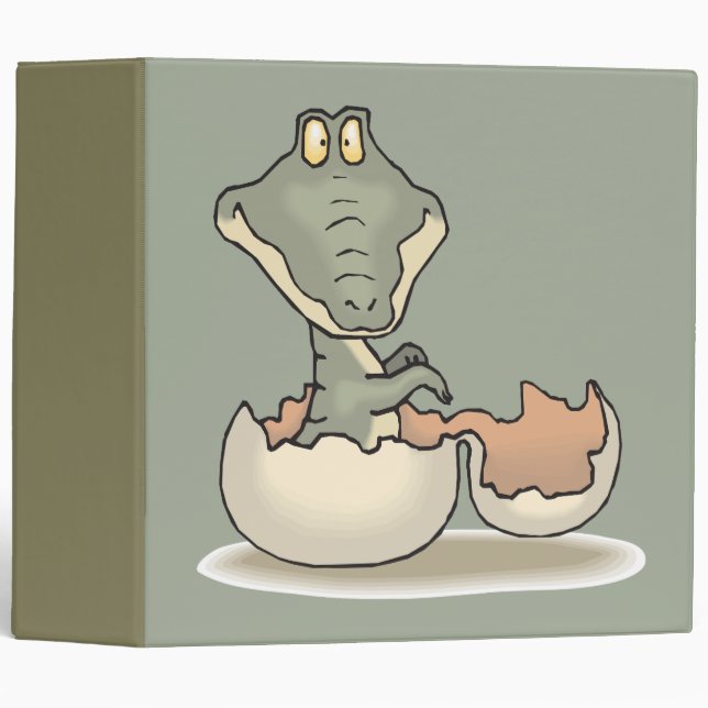 Classeur Cute Baby Alligator Cartoon Hatching from Eggshell (Devant/Côté)