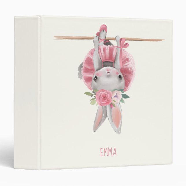 Classeur Cute Ballerina Bunny | Personnalisé (Devant/Côté)