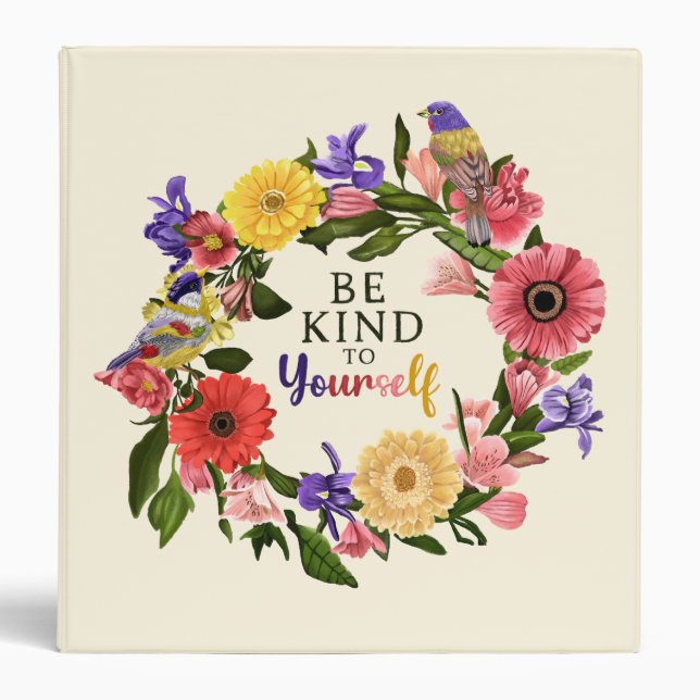Classeur Cute Be Kind to You Self Love Floral Citation (Devant)
