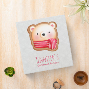 Classeur Cute Bear Face Red Scarf et Rosy Cheeks Christmas