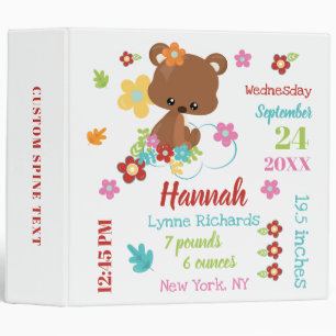 Classeur Cute Bear & Fleurs Album de Naissance pour Bébé Fi