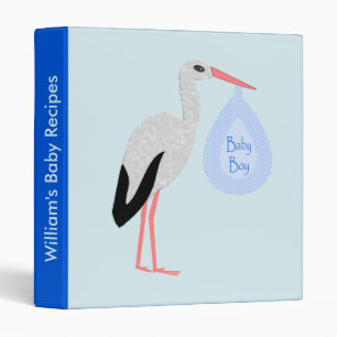 Classeur Cute Blue Baby Boy Stork Custom Recette