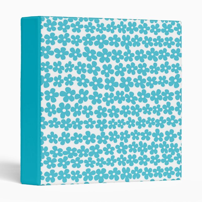 Classeur Cute Blue Minimalist Daisy Motif Floral (Devant/Côté)