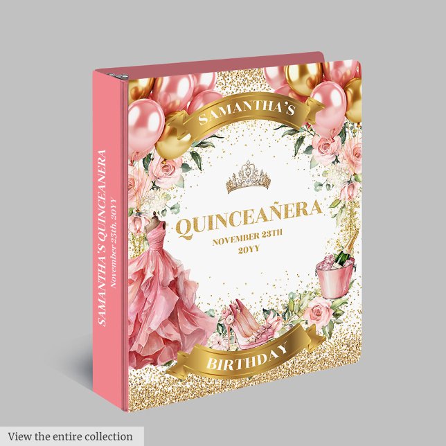Classeur Cute Blush Gold Quinceañera Photo Album Keepsaké (Cute Blush Gold Quinceañera Photo Album Keepsake)