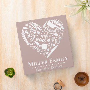 Classeur Cute Blush Pink Nom de famille Heart Recette Livre