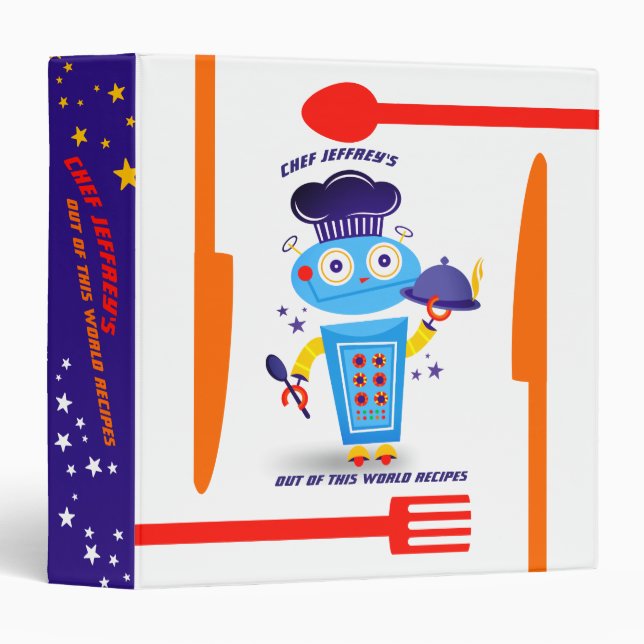 Classeur Cute boy robot chef service restauration cuisine (Devant/Côté)