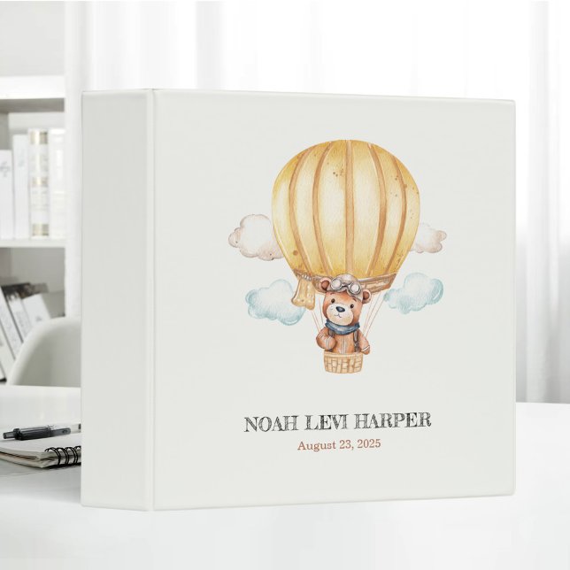 Classeur Cute Brown Ours Hot Air Balloon Baby's First Book (Créateur téléchargé)