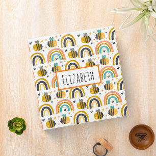 Classeur Cute Bumble Bee et Rainbows Motif