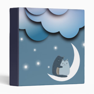 Classeur Cute Cats Cuddling on the Moon Art