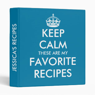 Classeur Cute cerulean bleu Garder calme recette livre clas