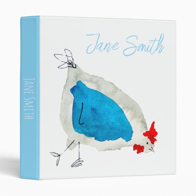 Classeur Cute chickens watercolor (Devant/Côté)