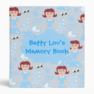 Classeur Cute Cinquante Retro Gal Illustré Motif bleu