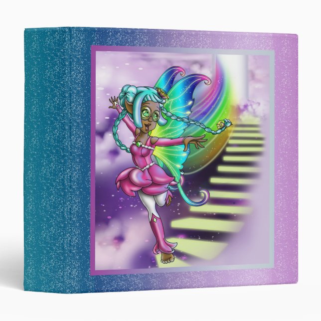 Classeur Cute couleur noir Fairy Arc en ciel (Devant/Côté)