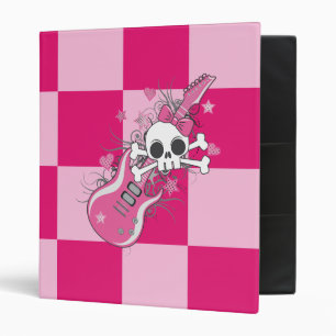 Classeur Cute crâne avec guitare rose