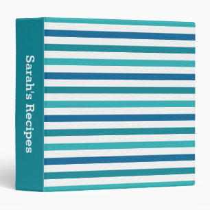 Classeur Cute Custom Aqua Turquoise Blue Stripes Recette Cl