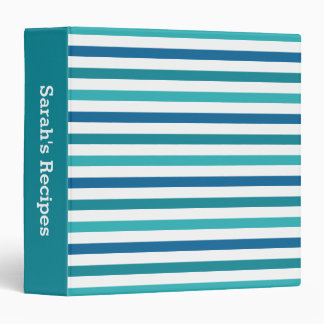 Classeur Cute Custom Aqua Turquoise Blue Stripes Recette Cl