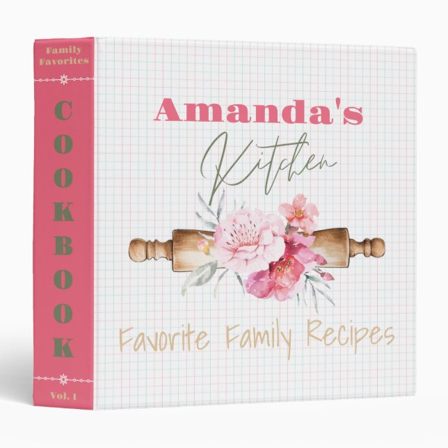 Classeur Cute Custom Name Favorite Family Recipe Cookbook (Devant/Côté)