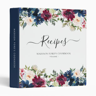 Classeur Cute Floral Navy Bleu Bourgogne Rouge Cuisine Rece