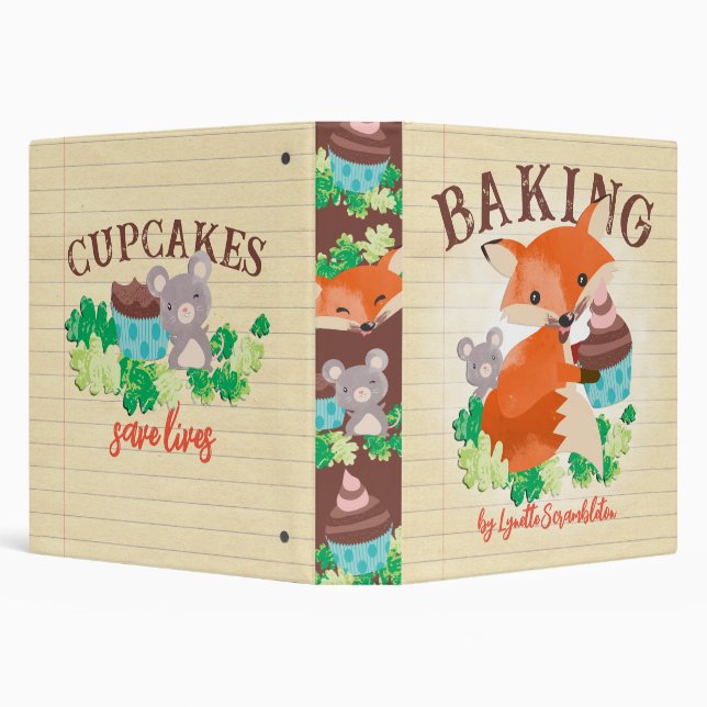 Classeur Cute fox souris cupcake recette cuisine livre de c (Arrière-plan)