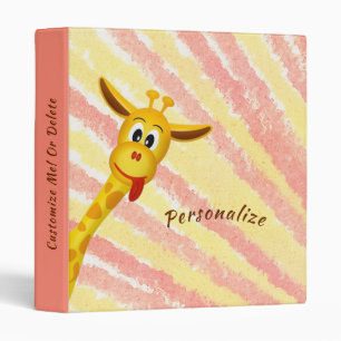 Classeur Cute Funny Giraffe Kids Pink Personnalisé
