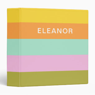Classeur Cute Géométrique Stripes Bright Pastels Personnali