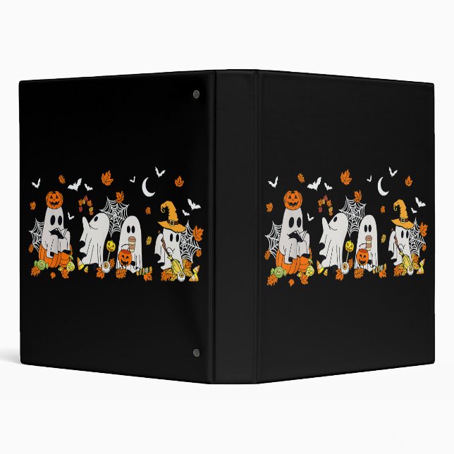 Classeur Cute Ghost Boire Café Halloween Fall Ghost Bo (Arrière-plan)